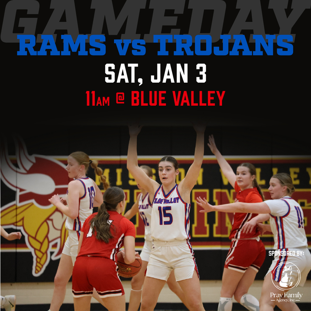 Basketball graphic: Saturday, January 3, 11am at Blue Valley