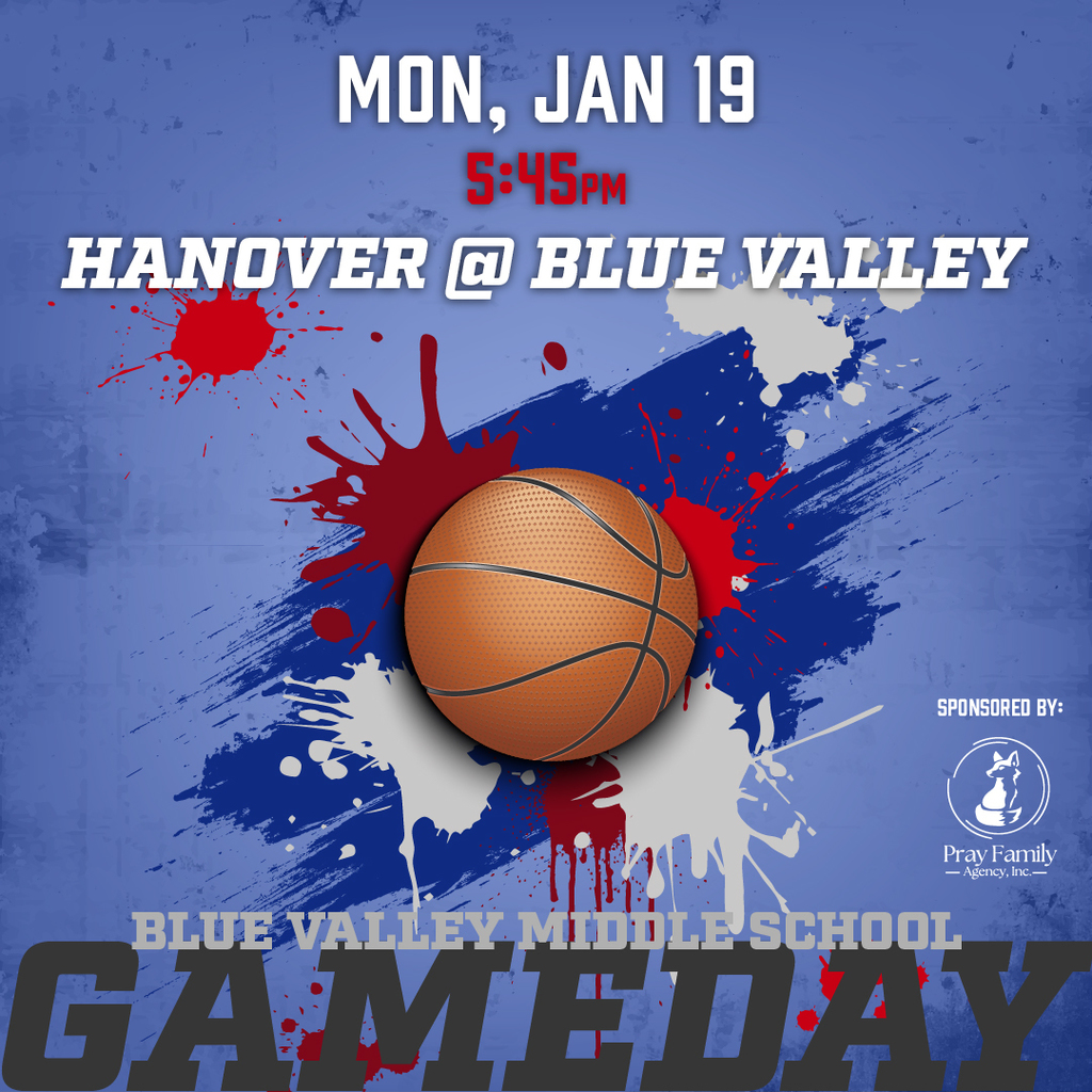 Basketball graphic: Monday, January 19, 5:45pm, Hanover at Blue Valley