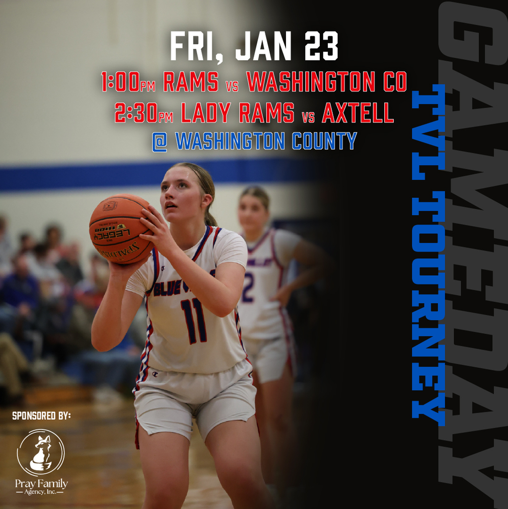 Basketball graphic: January 23, 1pm boys and 2:30pm girls at Washington County