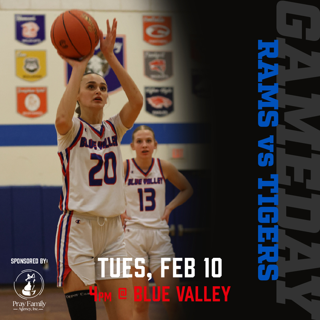 Basketball graphic: Tuesday, February 10, 4pm at Blue Valley