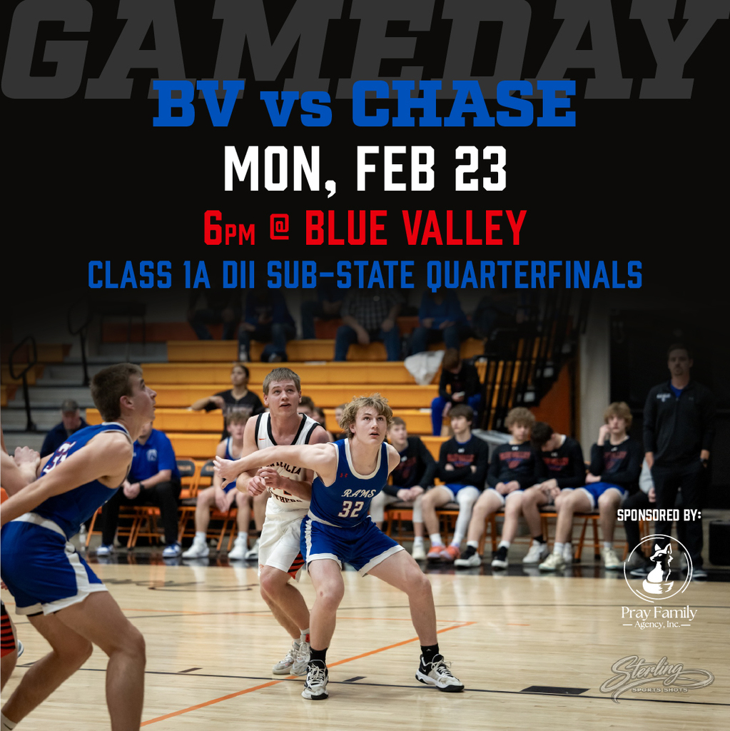 Basketball graphic: Monday, February 23, 6pm at Blue Valley