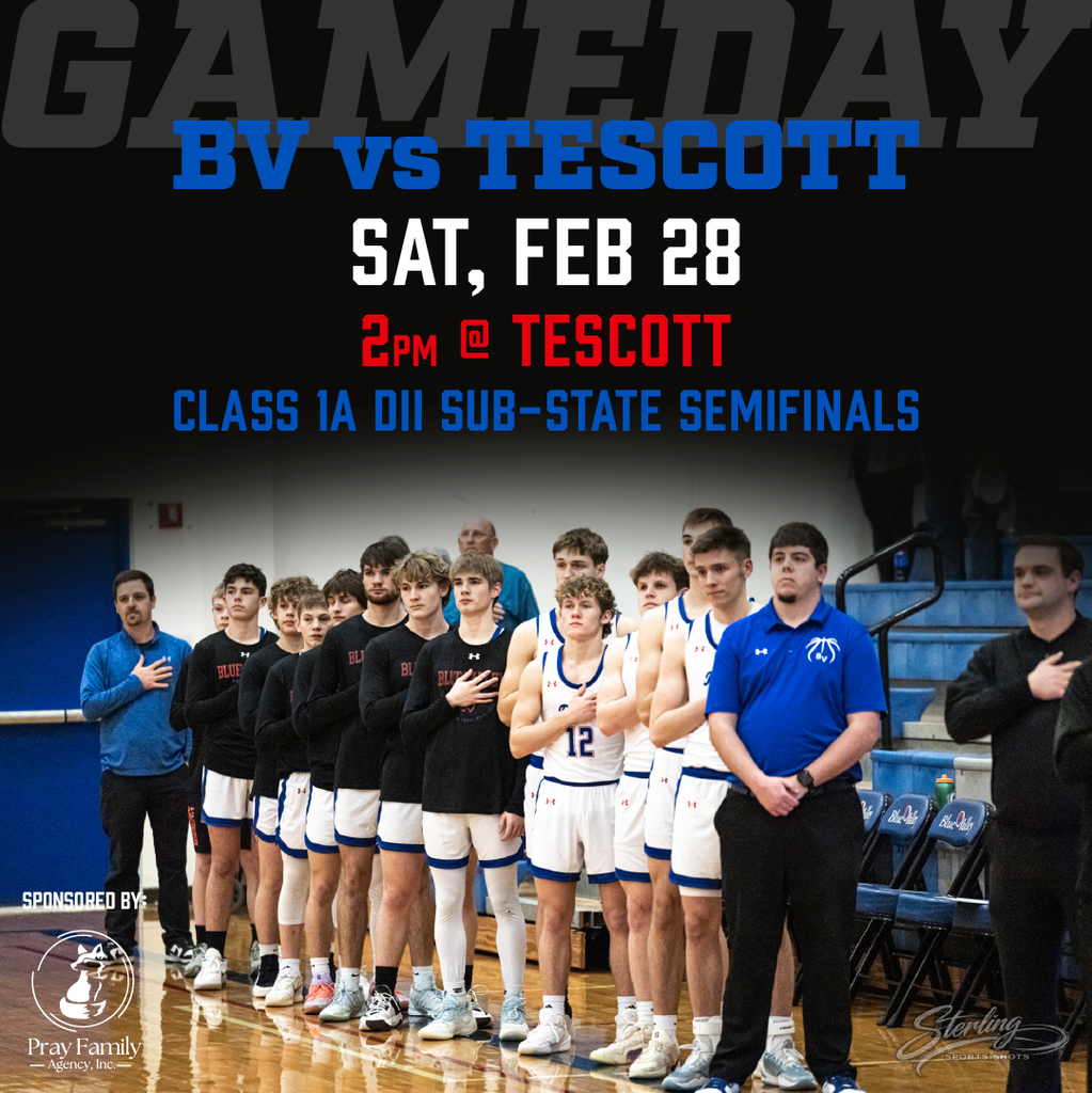Basketball graphic: Saturday, February 28, 2pm at Tescott