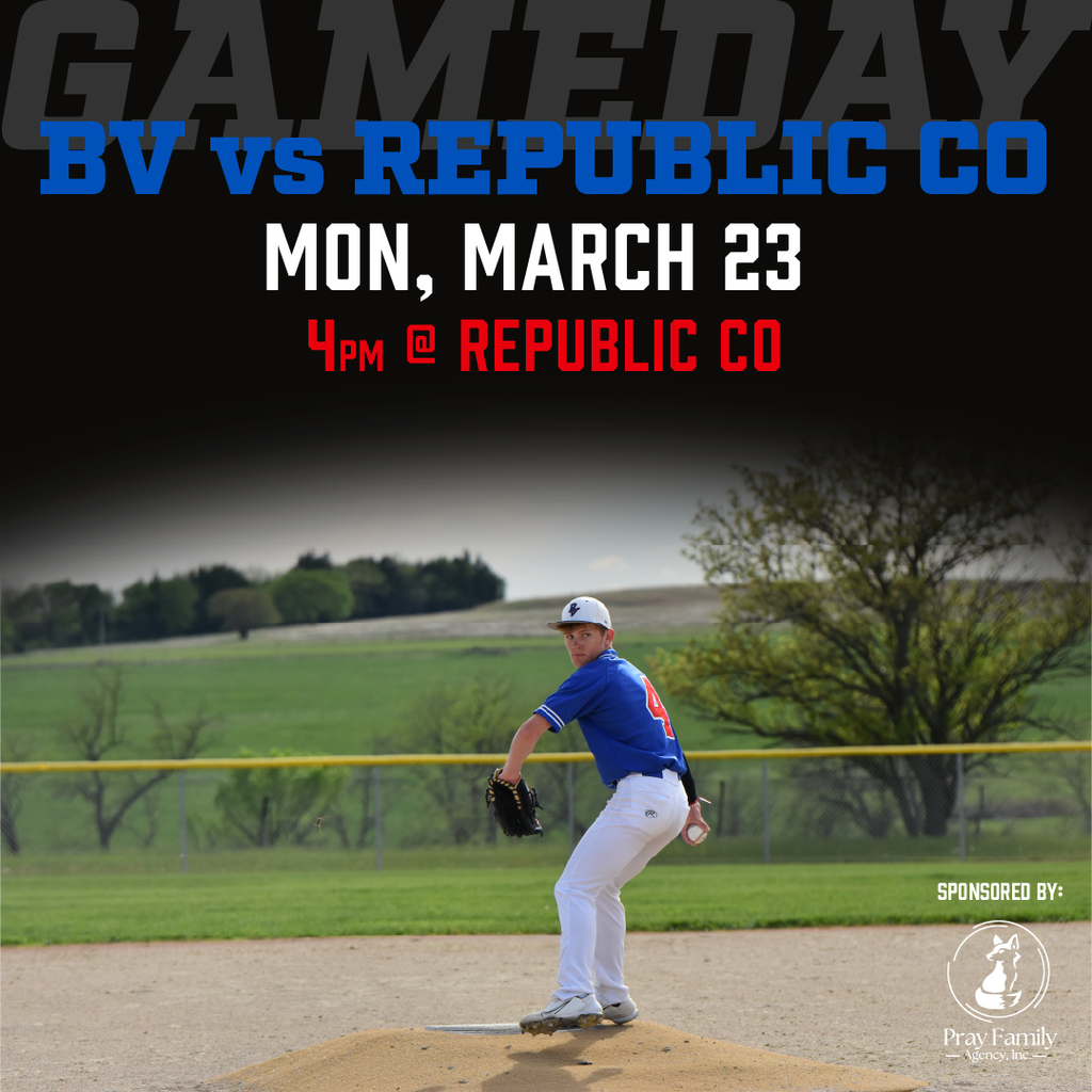 Baseball graphic: Monday, March 23, 4pm at Republic County