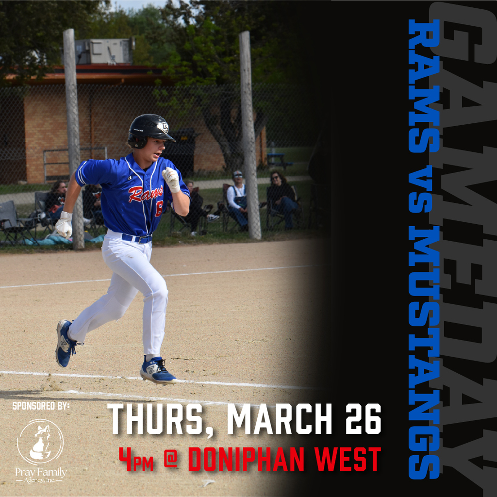 Baseball graphic: Thursday, March 26, 4pm at Doniphan West
