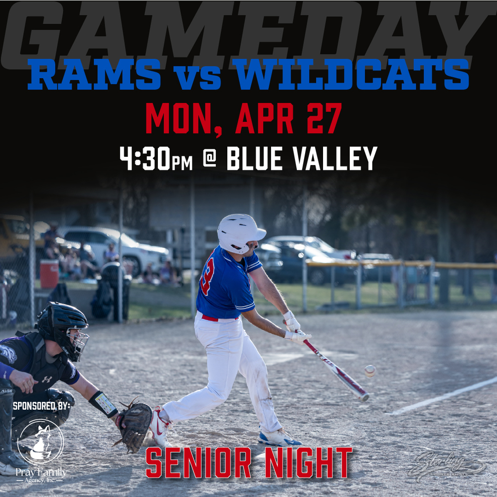Baseball graphic: Monday, April 27, 4:30pm at Blue Valley
