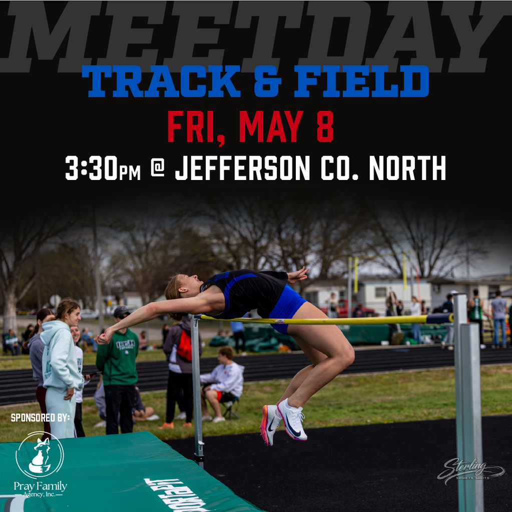 Track graphic: Friday, May 8, 3:30pm at Jefferson County North