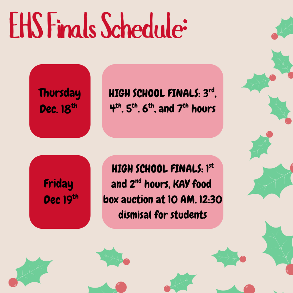 Fall 2025 EHS Finals Schedule