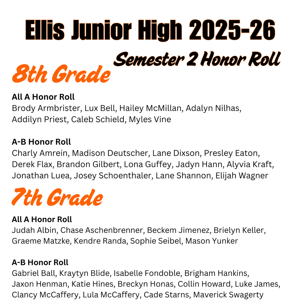 EJH Semester 2 Honor Roll