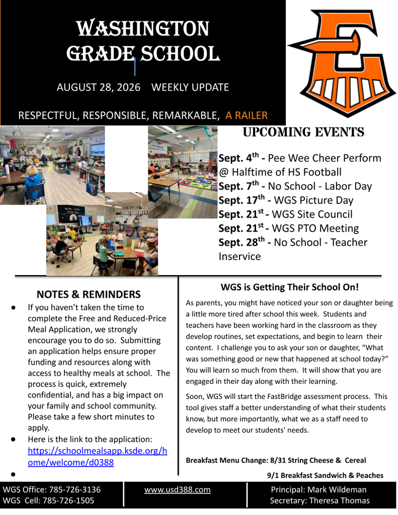 WGS Newsletter - Aug. 28th