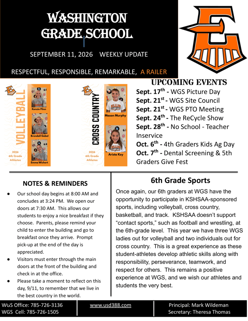 WGS Newsletter - Sept. 11th
