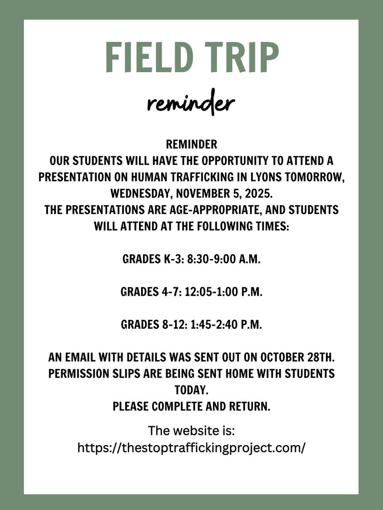 Field Trip Reminder