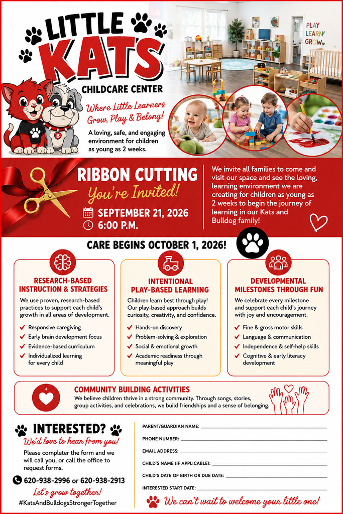 Enrollment Flyer- Ribbon Cutting September 21, Grand Opening Oct 1