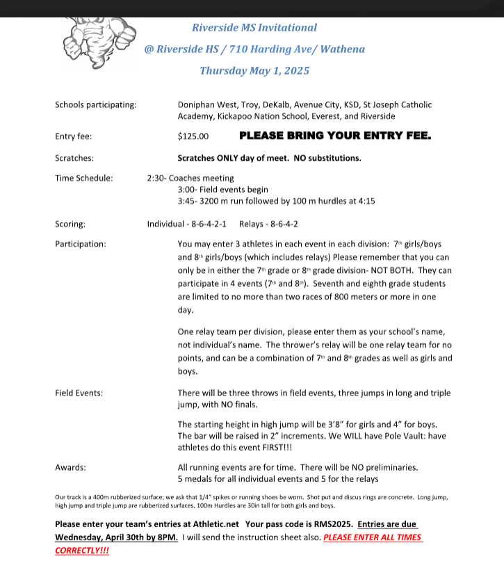 Riverside Order of Events