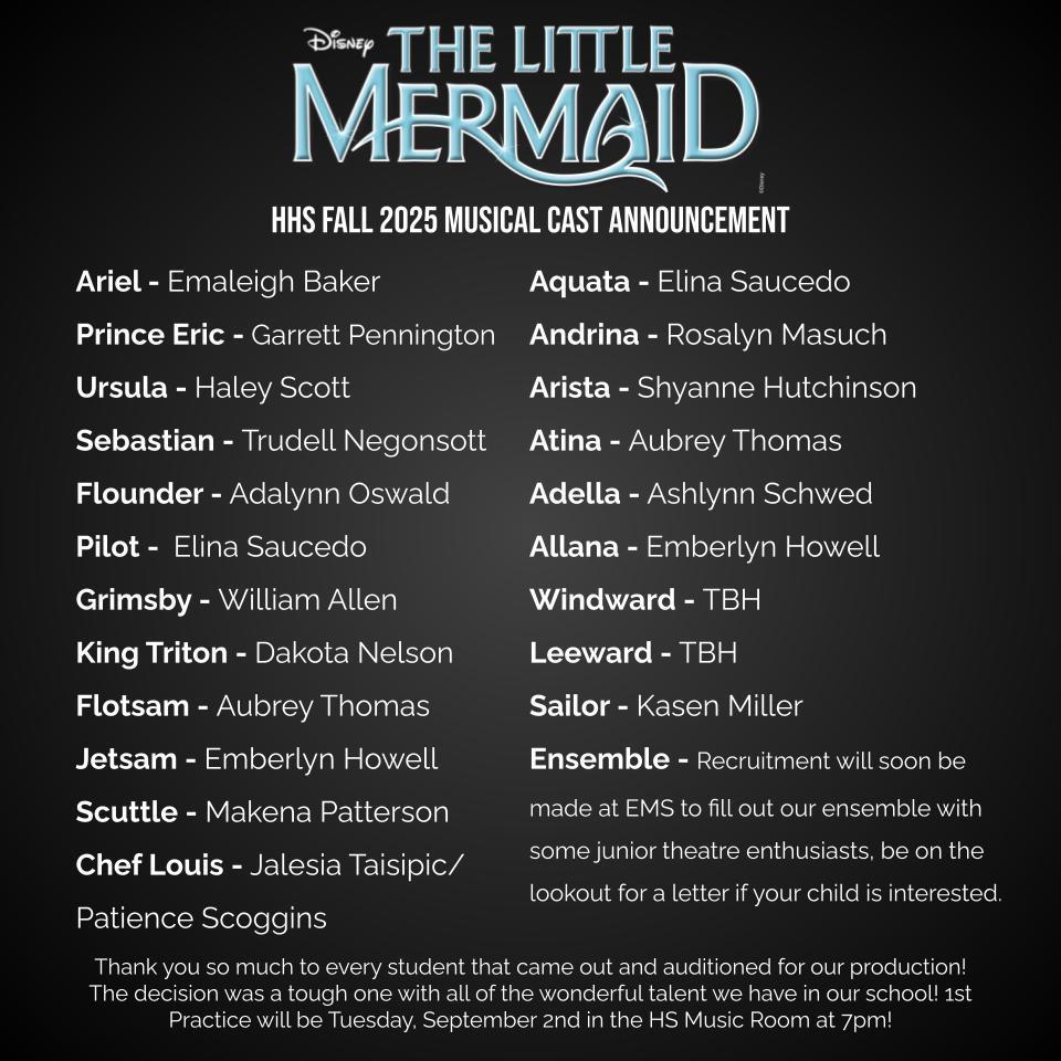 The Little Mermaid Cast List 2025