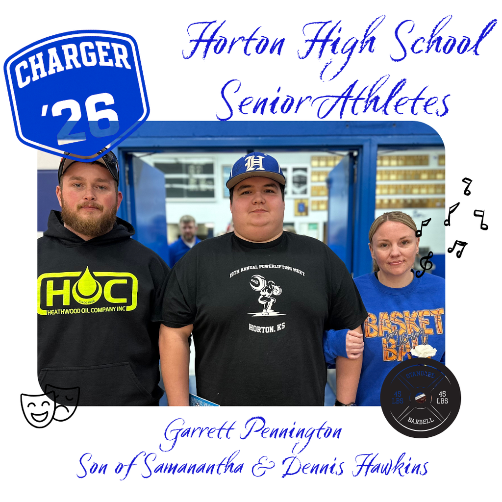 Three individuals stand in front of a blue door, possibly at a school event. Text and graphics are superimposed on the image.