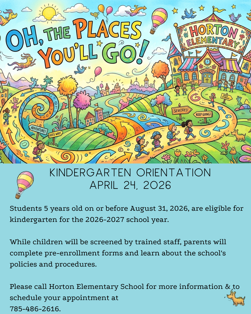Bright illustration of a winding path and castle. Text reads "Kindergarten Orientation April 24, 2026." Details about eligibility and enrollment.