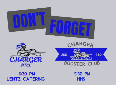 Charger PTO, Charger Booster Club reminders