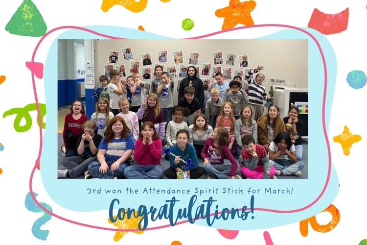 HES Attendance Spirit Stick Winners for March. 