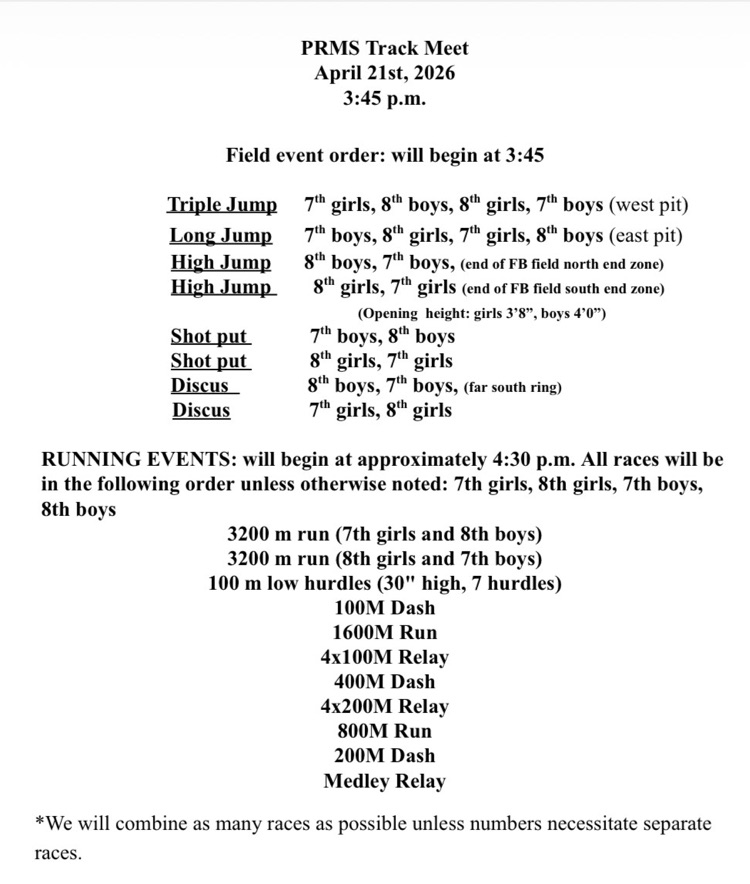 Pleasant Ridge order of events 