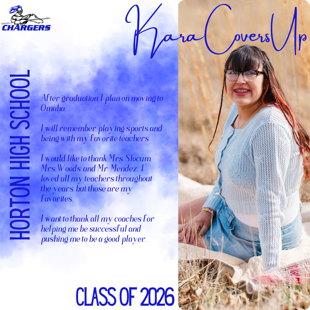 A graduation photo features a woman sitting on grass, wearing glasses and a light blue cardigan. The background is blurred.