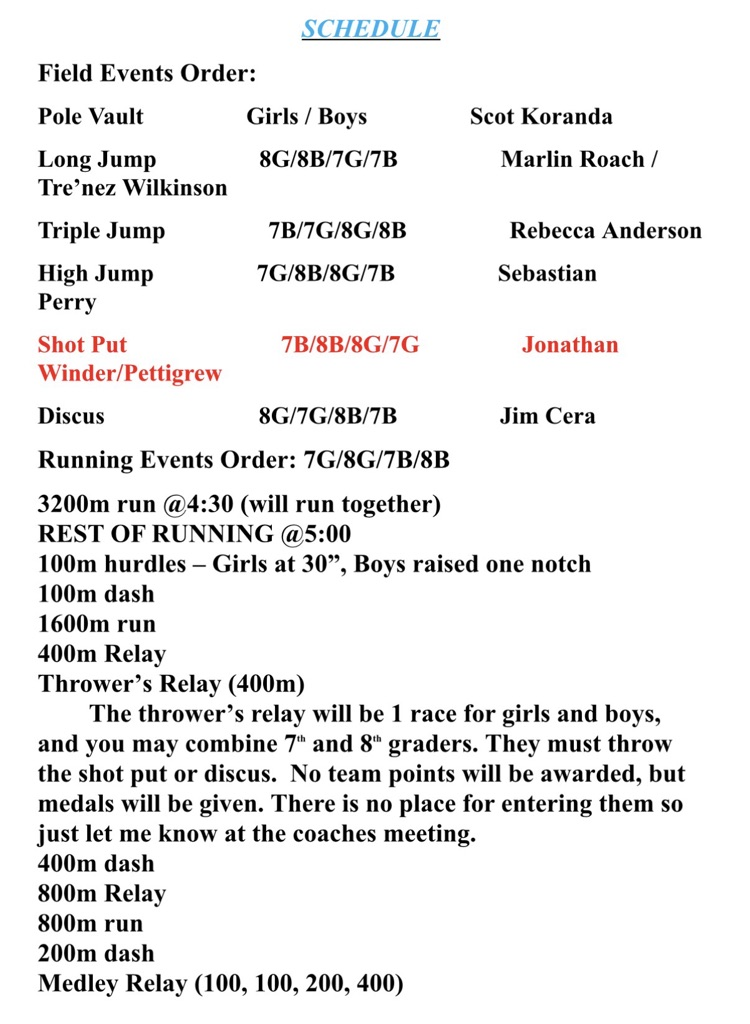 Riverside Order of Events 
