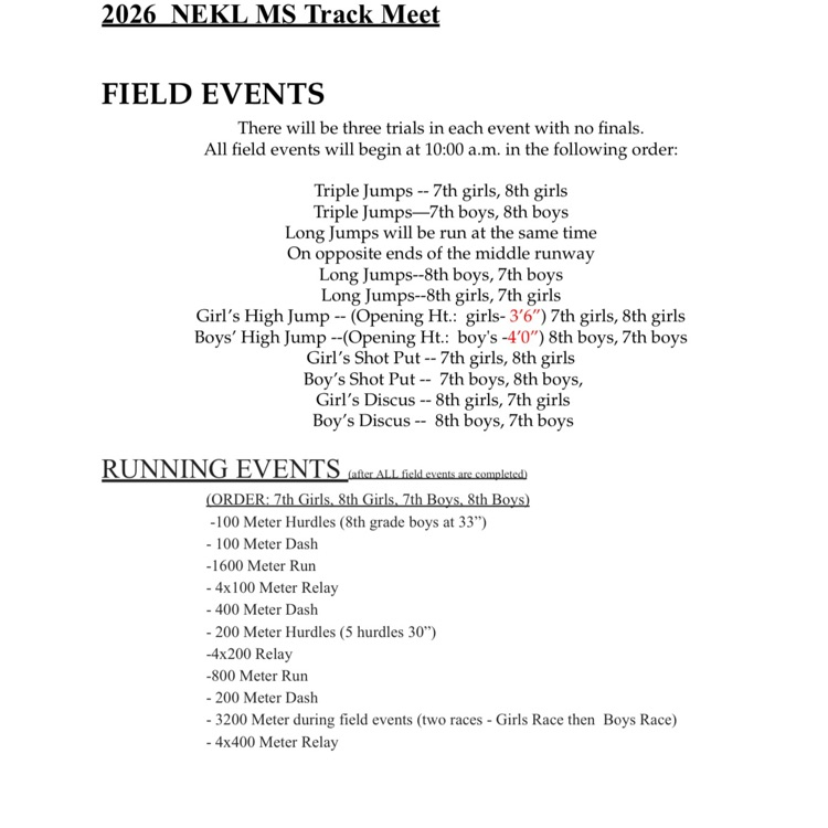 NEKL order of events 