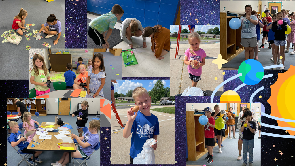 Collage of children engaging in various activities indoors and outdoors; some are playing, others are seated at a table.
