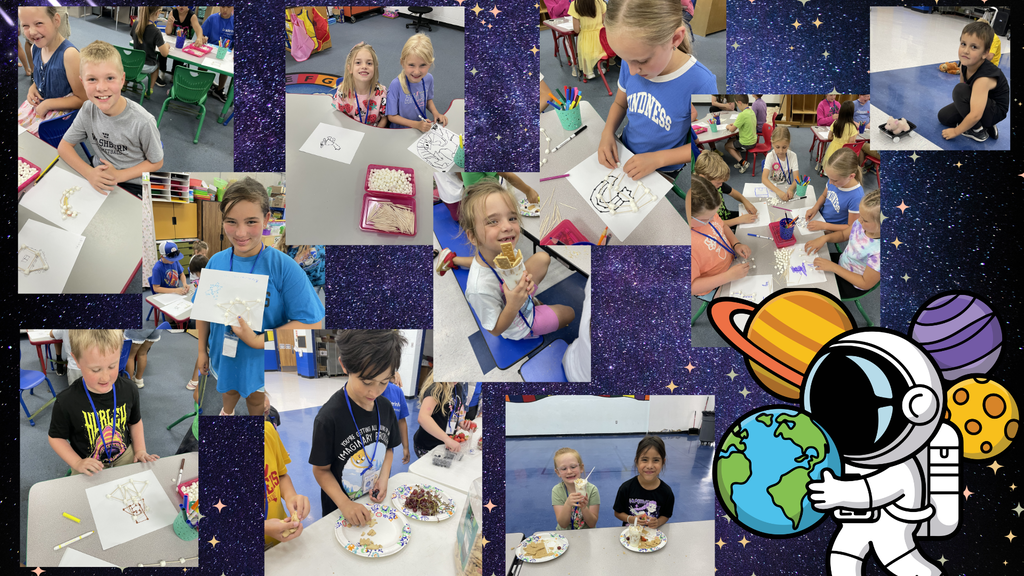 Multiple images of young children in a classroom. Activities include eating, reading, and working on tasks.