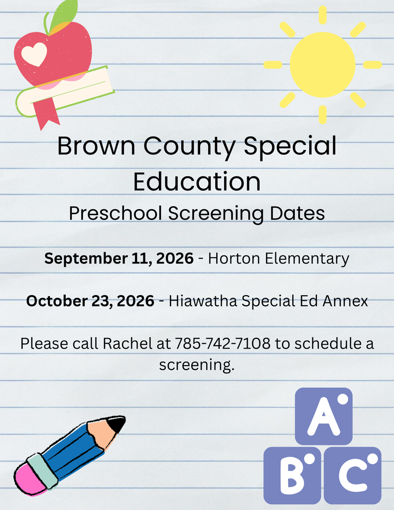 An informational graphic displays "Brown County Special Education Preschool Screening Dates" with dates and locations, and contact information.