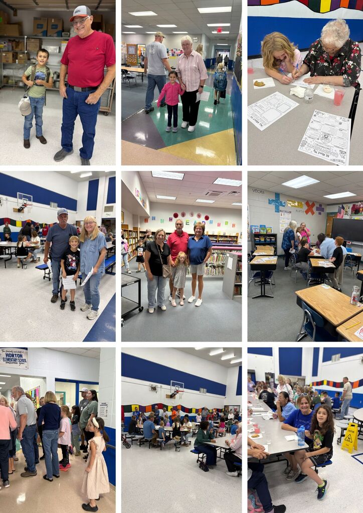 Collage of people in a school hallway and classrooms. Some are walking, others are seated or standing. Some are engaged in activities.
