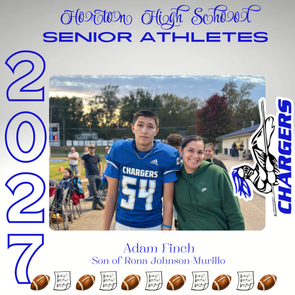 Text reads "Howton High School Senior Athletes 2022" with photo of two people standing together in front of trees.