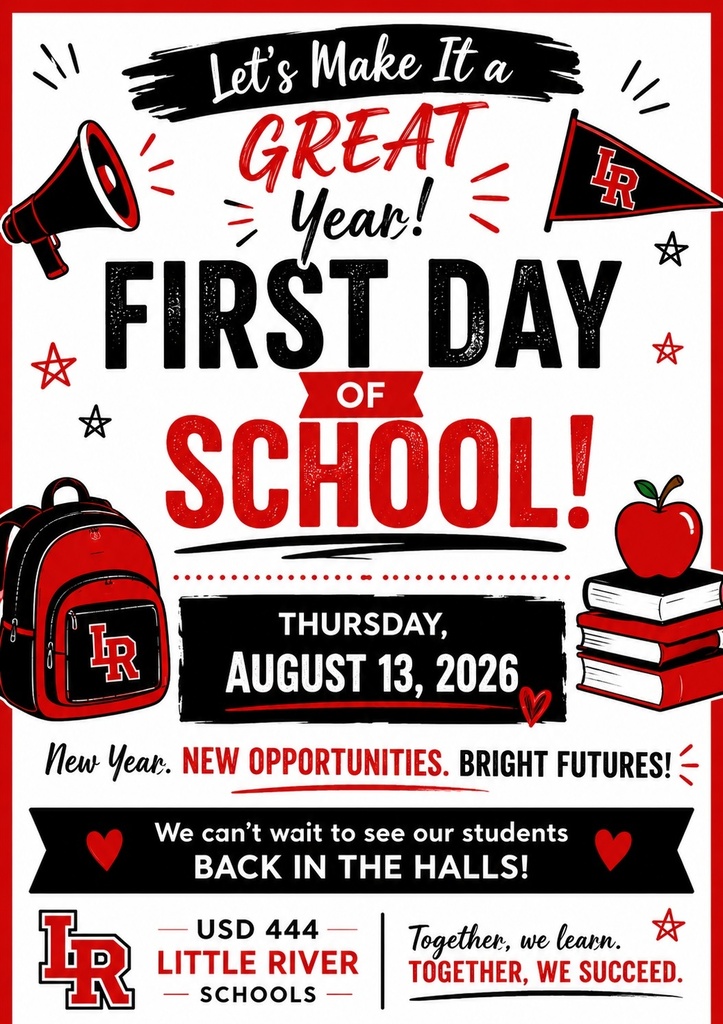 First Day of School Information in Red and Black colors.