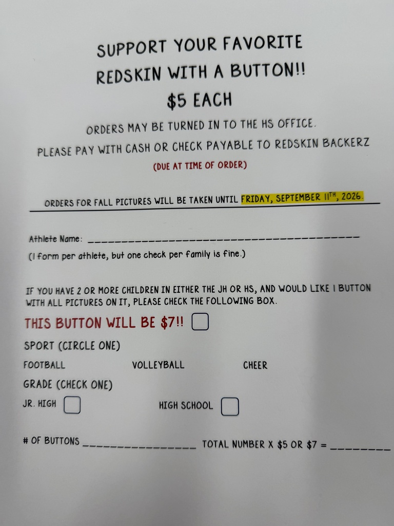 Little River Backerz Football, Volleyball, Cheer Button Order Form