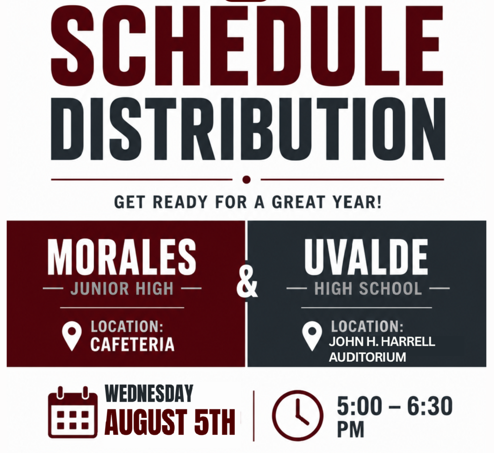 MJH & UHS Schedule Distribution August 5th 5-6:30 pm