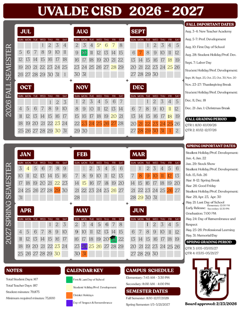 UCISD 26-27 Calendar