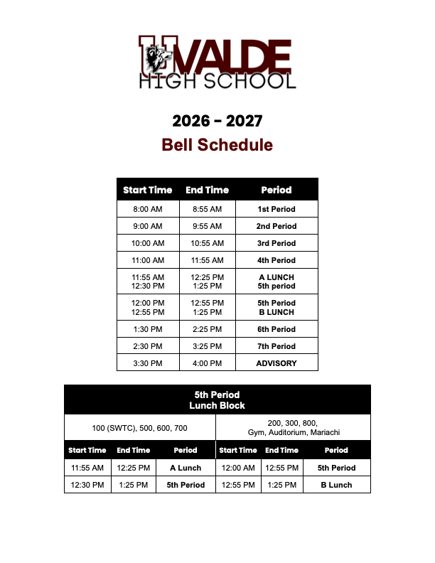UHS Bell Schedule