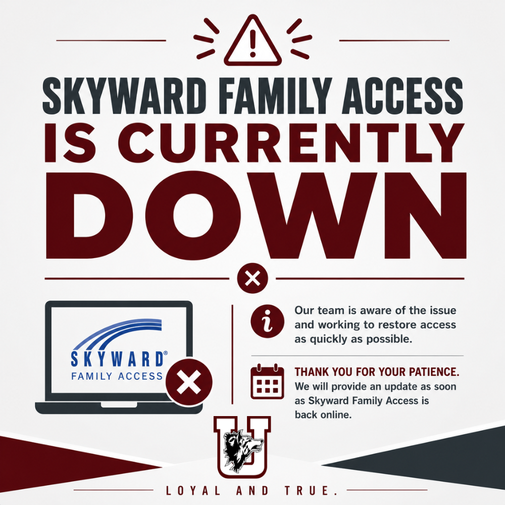 🚨 Notice to Uvalde CISD Families Skyward Family Access is currently unavailable. We understand that many families are completing the 2026–2027 Returning Student Verification at this time. Our team is aware of the issue and is working to restore access as quickly as possible. We will notify families as soon as Skyward Family Access is back online so you can continue the verification process. We appreciate your patience and understanding. Thank you for your support!