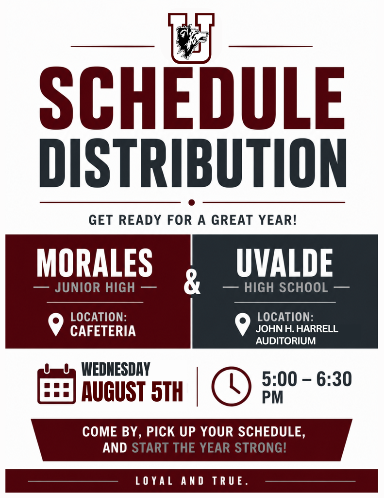 UHS and MJH Schedule Distribution will be on Wednesday, August 5th from 5-6:30PM
