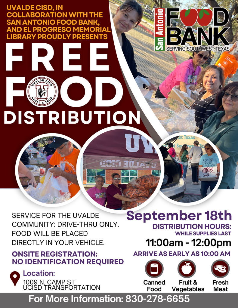 Free Food Distribution on September 18th -11am-12pm