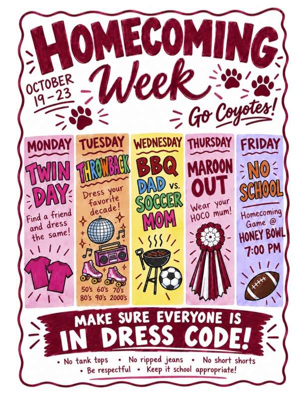 Homecoming Themes October 19-23