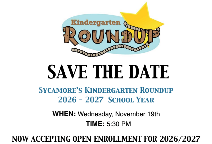 Kindergarten Roundup Save the Date November 19th 5:30 pm