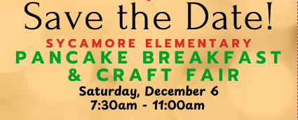 Holiday Breakfast & Craft Fair December 6th 7:30 - 11:00 am