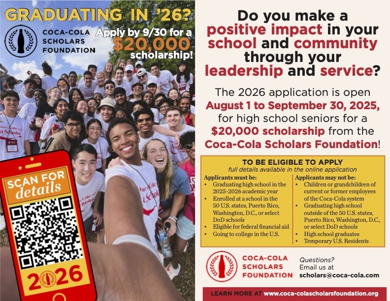 2026 Coke Scholars Application Promotion_Flyer_2025