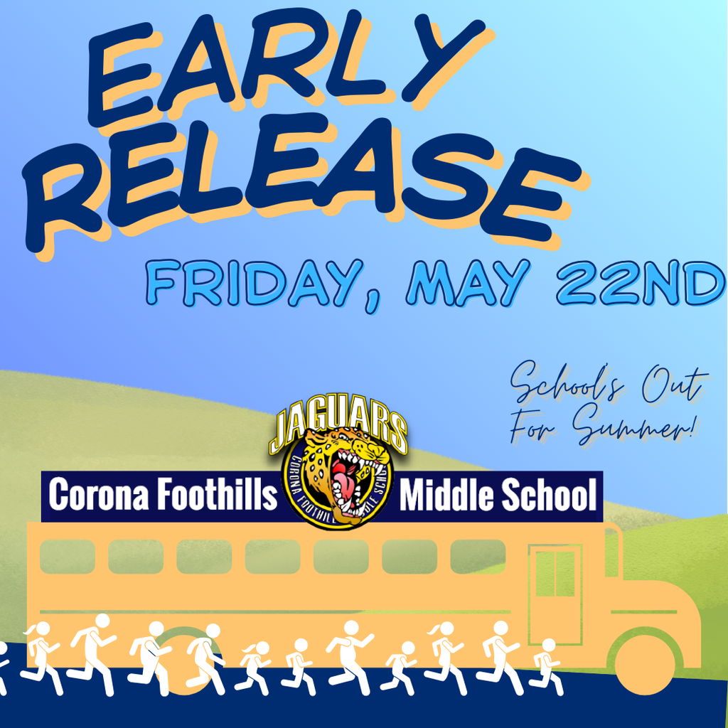 Tomorrow, Friday, May 22nd is a half day. Students will be released at 11:45. Please plan accordingly :)