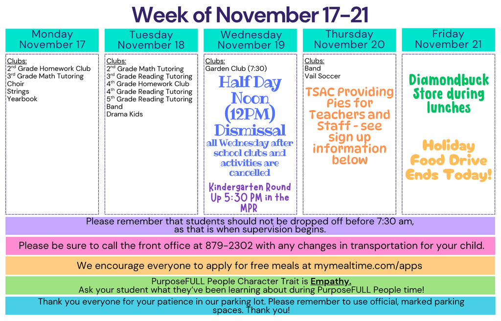 Rattler Calendar 11/17-11/21