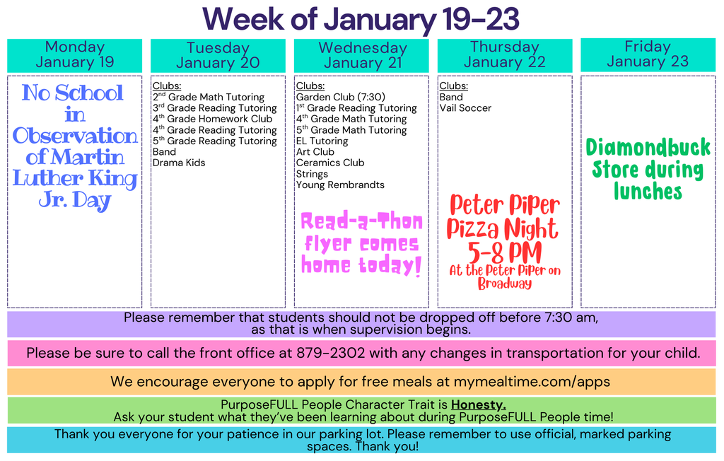 Rattler Calendar 1/19-1/23