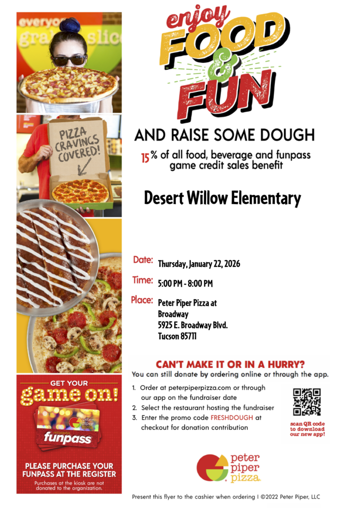 Peter Piper Pizza Night Thursday January 22