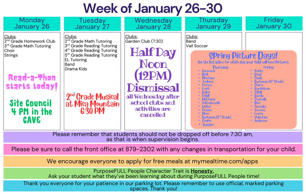 Rattler Calendar 1/26-1/30