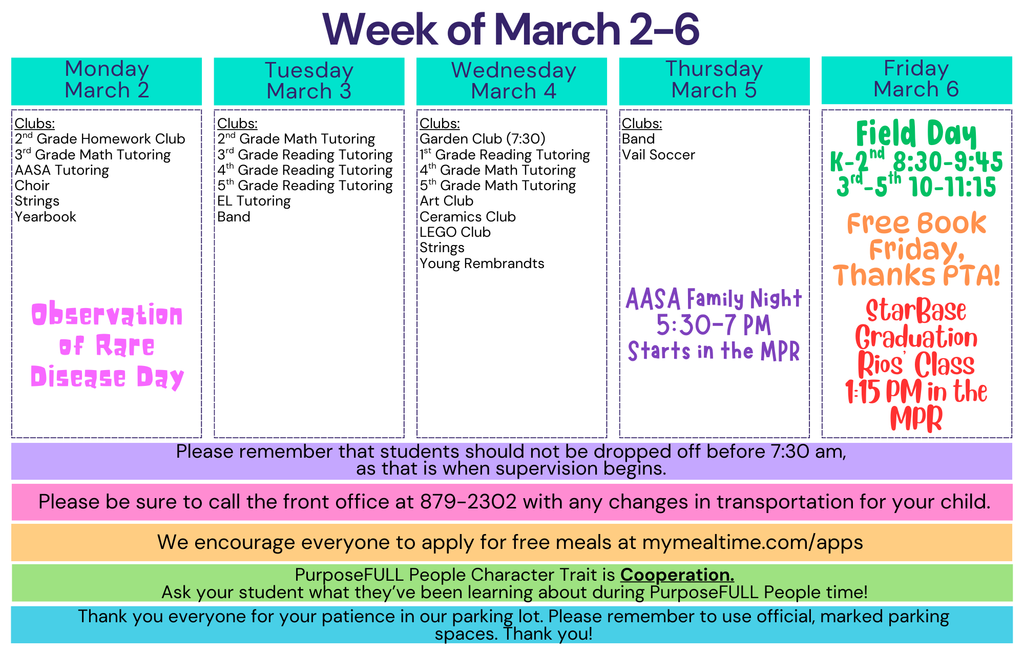 Rattler Calendar 3/2-3/6
