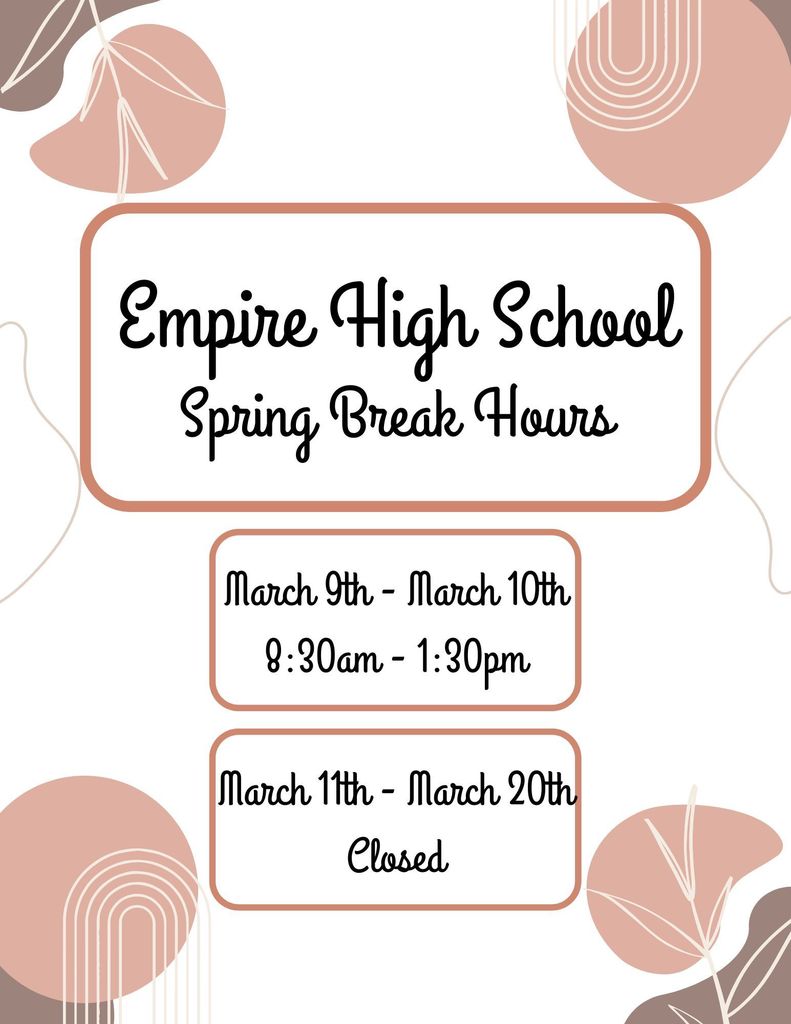 Spring Break front office hours